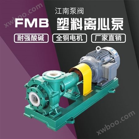JN/江南 FMB80-65-250工程塑料卧式化工泵 循环釜内料用泵 耐酸腐蚀离心泵